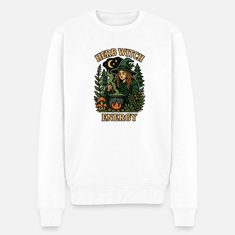 Kräuterhexe Energie - Männer Premium Bio Pullover - Weiß