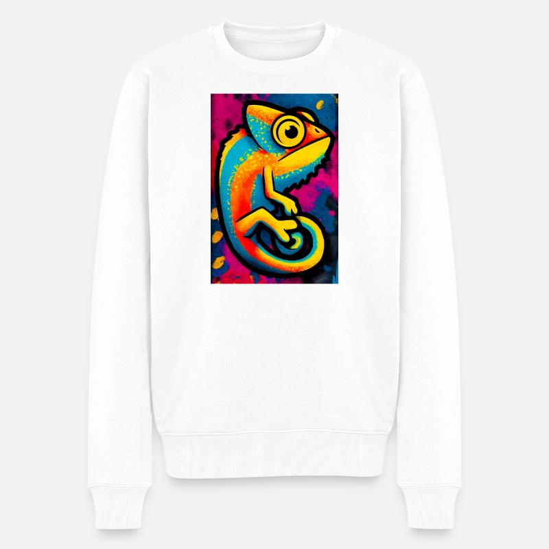 Chamäleon - Männer Premium Bio Pullover - Weiß