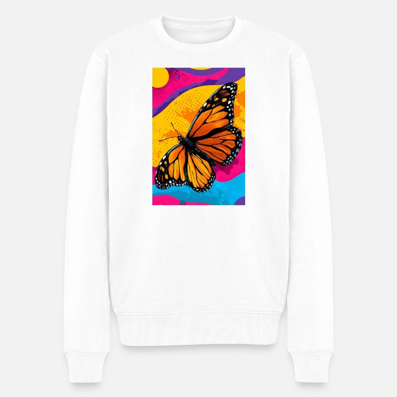 Schmetterling - Männer Premium Bio Pullover - Weiß