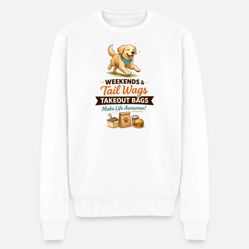 Schwanz-Wedeln Takeout-Beutel - Männer Premium Bio Pullover - Weiß