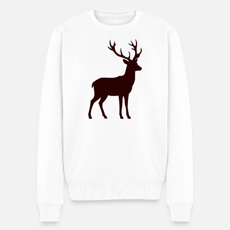 reh - Männer Premium Bio Pullover - Weiß