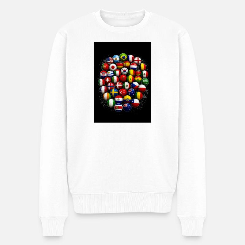 Balles de drapeau Football mondial - Pull Premium bio Homme - blanc