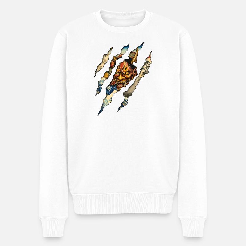 Samurai Claw - Männer Premium Bio Pullover - Weiß