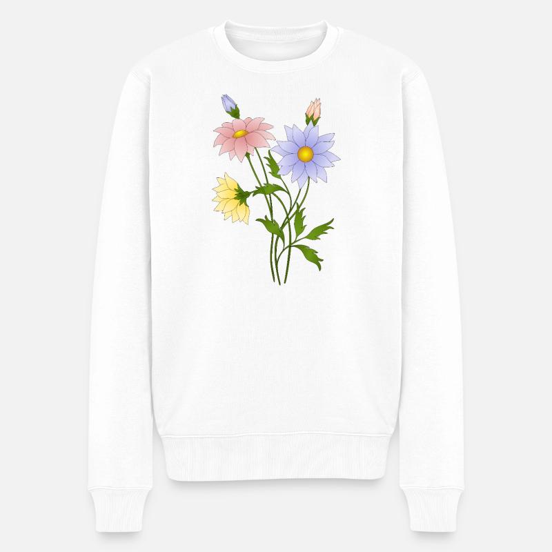 Blumen - Männer Premium Bio Pullover - Weiß