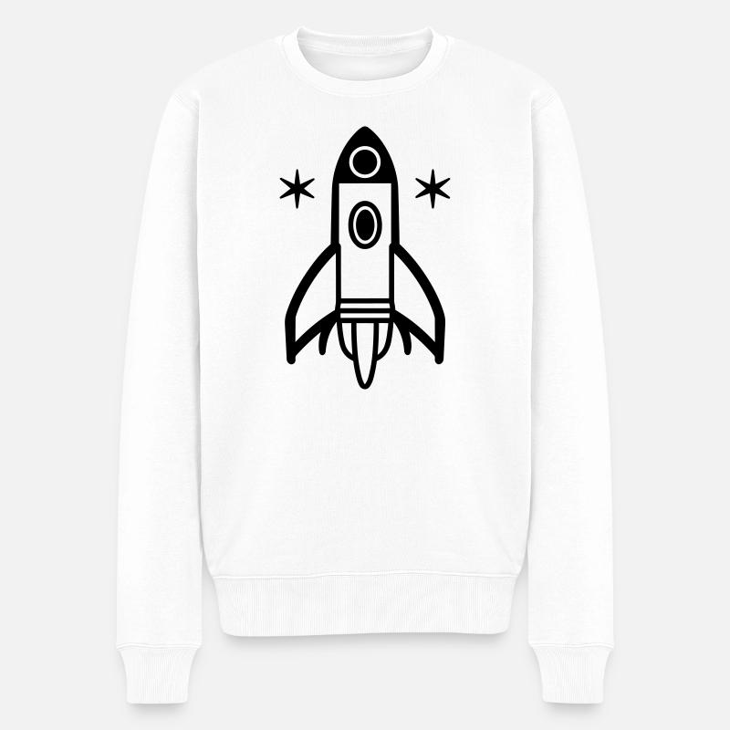 Rakete - Männer Premium Bio Pullover - Weiß