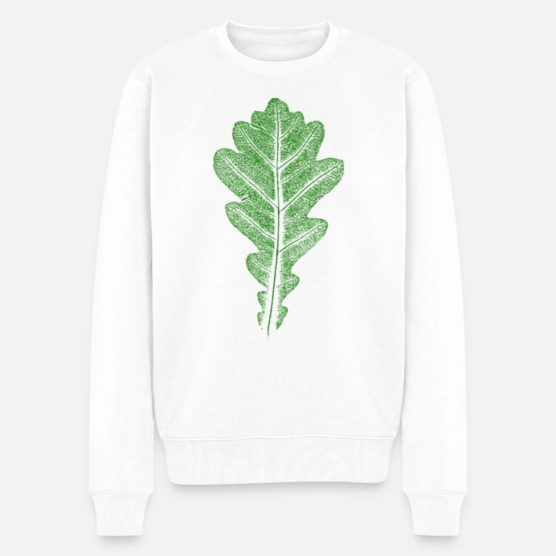 Blatt Eiche / Eichenblatt - Blätter WALD & Natur - Männer Premium Bio Pullover - Weiß