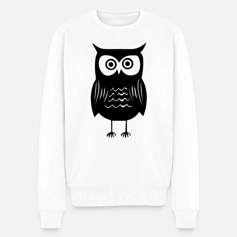 Eule - Männer Premium Bio Pullover - Weiß