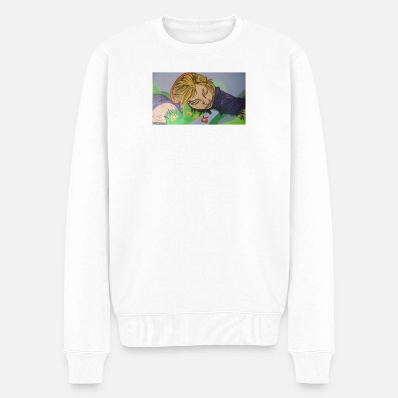Träumendes Mädchen - Männer Premium Bio Pullover - Weiß