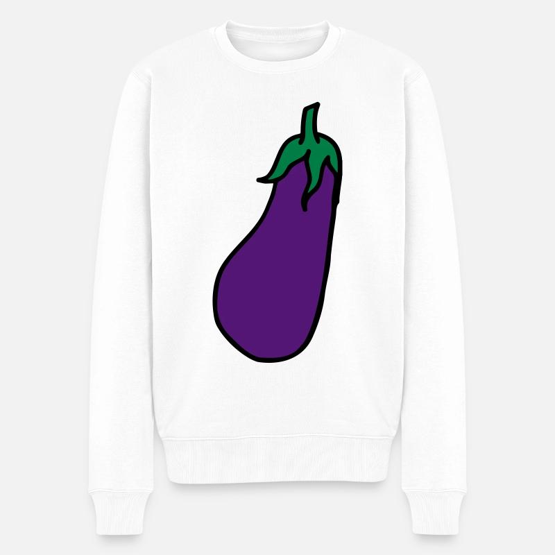Aubergine Eggplant - Männer Premium Bio Pullover - Weiß