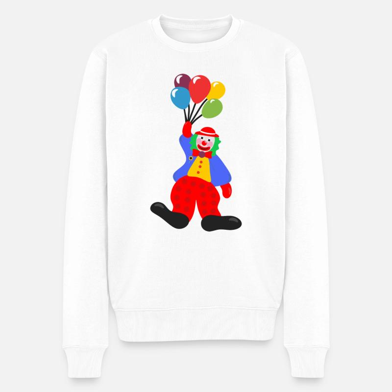 Clown mit Luftballons - Männer Premium Bio Pullover - Weiß
