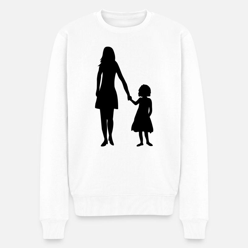 Mädchen Familie Mama - Männer Premium Bio Pullover - Weiß