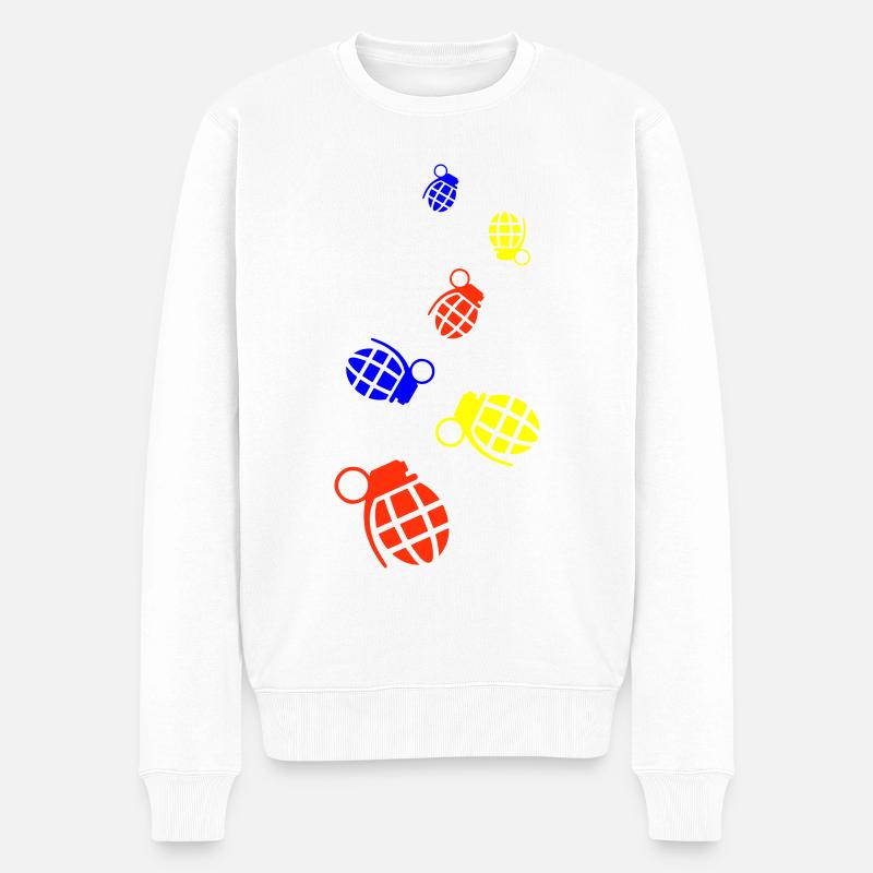 Granate waffe icon - Männer Premium Bio Pullover - Weiß