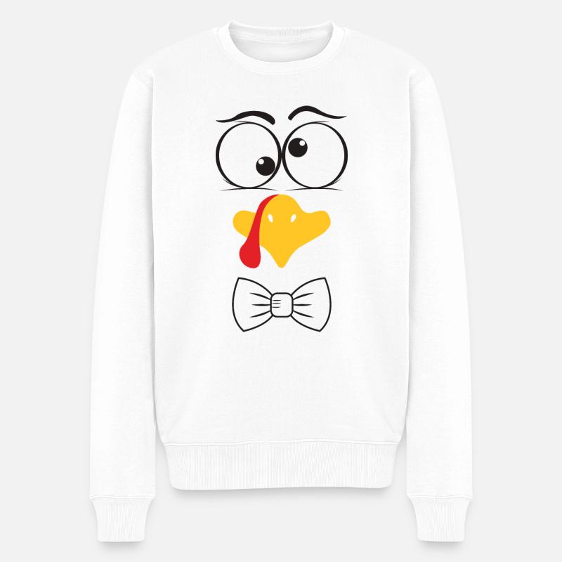 Lustiger Truthahn Gesicht Junge - Männer Premium Bio Pullover - Weiß