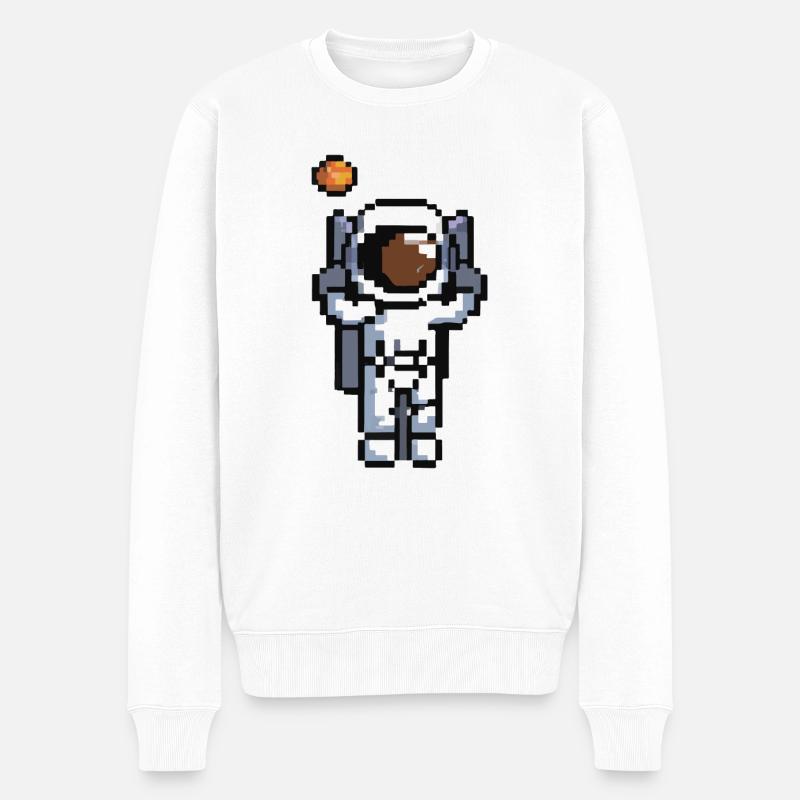 Astronaut verpixelt Weltraum Geschenkidee - Männer Premium Bio Pullover - Weiß