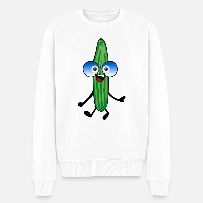 happy gurke,gurke, sonnenbrille,fröhlich, - Männer Premium Bio Pullover - Weiß