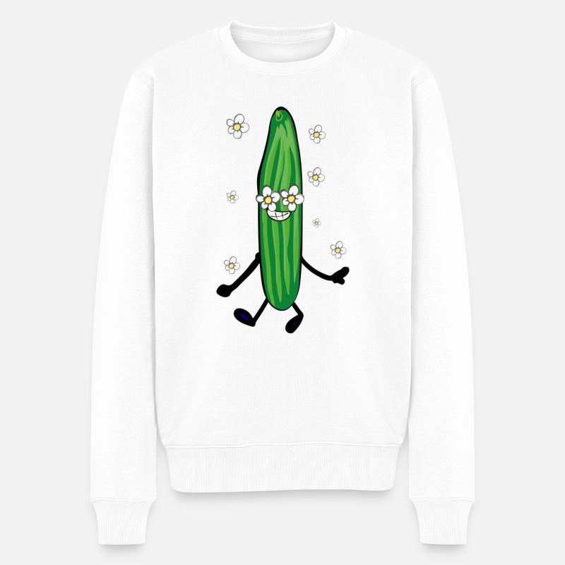 Gurke ,blumen,comic,flower power - Männer Premium Bio Pullover - Weiß