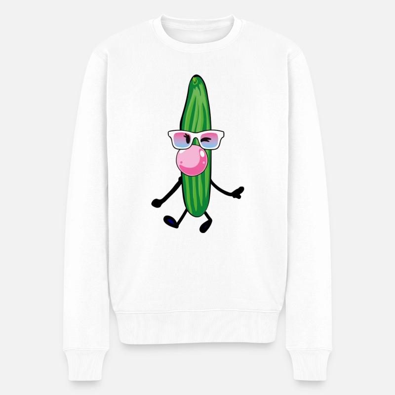 Gurke ,kaugummi,comic,sonnenbrille - Männer Premium Bio Pullover - Weiß