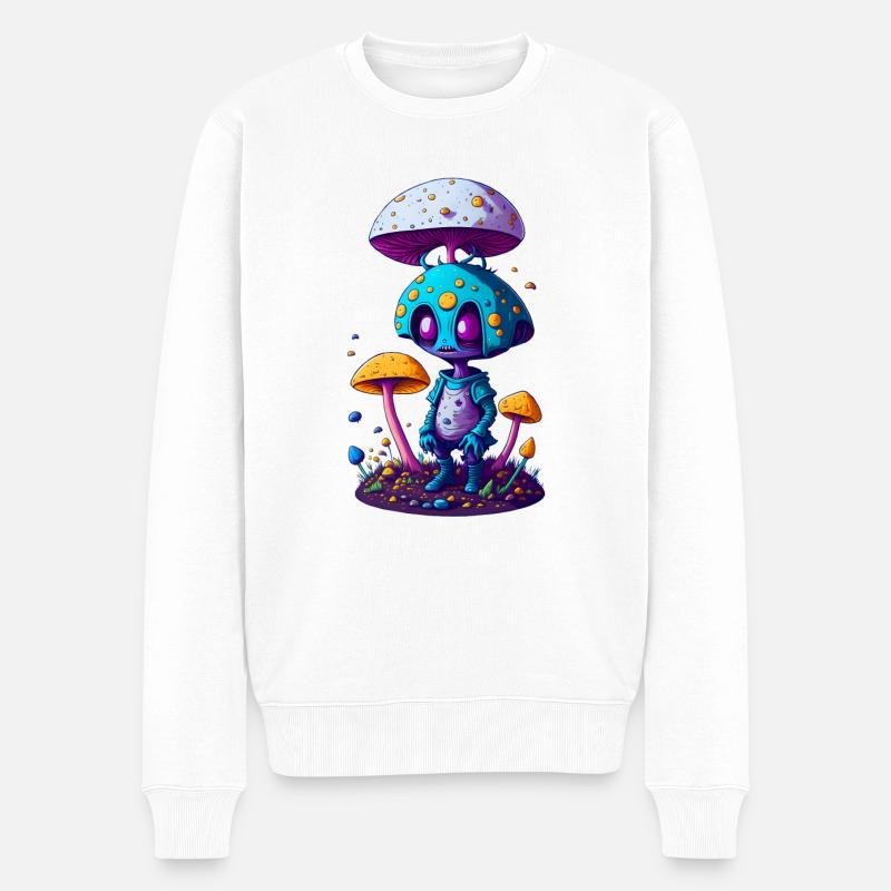 Trippy Alien 01 - Männer Premium Bio Pullover - Weiß