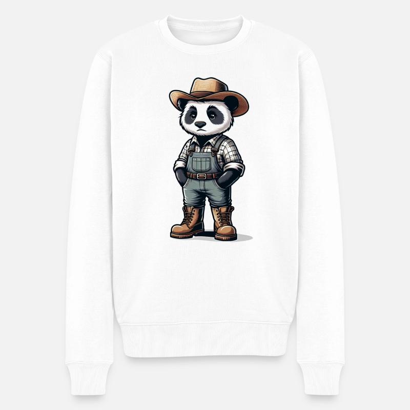 Cute Panda Farmer - Männer Premium Bio Pullover - Weiß