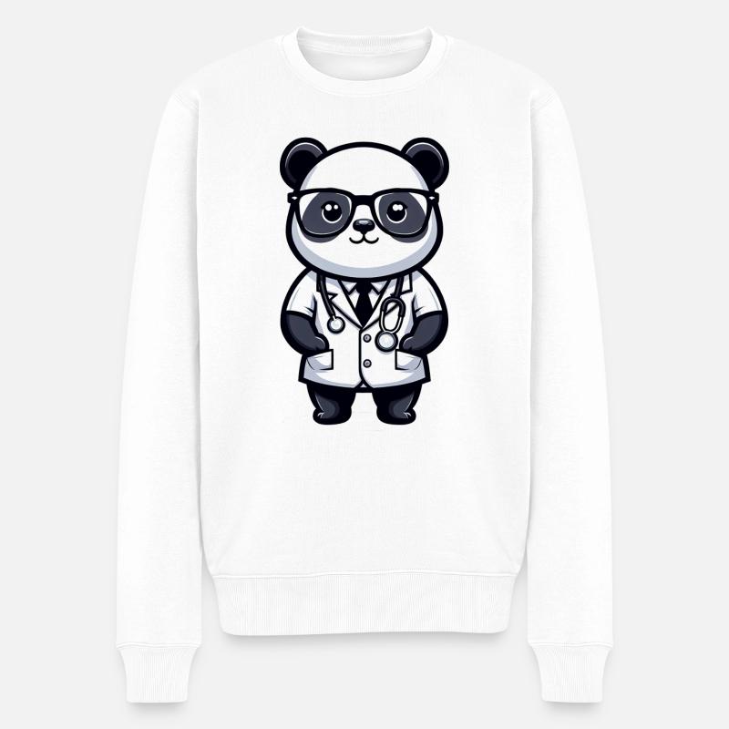 Cute Panda Doctor - Männer Premium Bio Pullover - Weiß