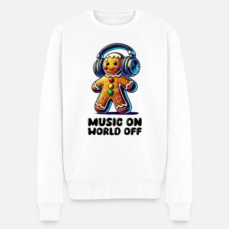 Gingerbread Music - Männer Premium Bio Pullover - Weiß