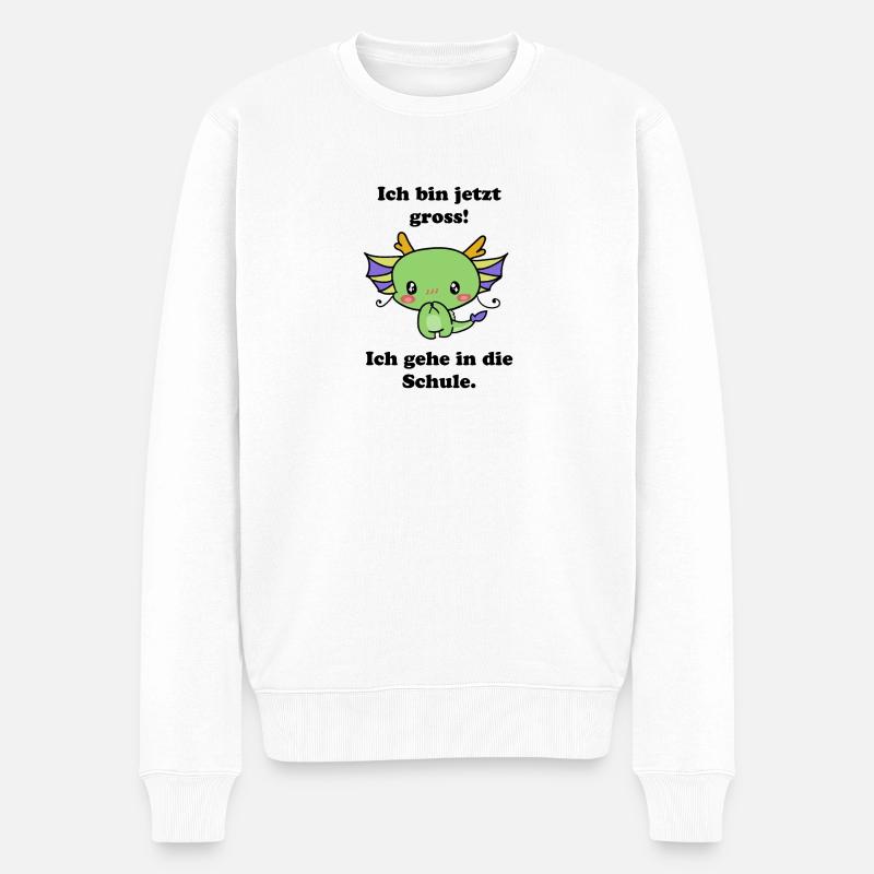 Ich bin jetzt gross.Ich gehe in die Schule! Drache - Männer Premium Bio Pullover - Weiß