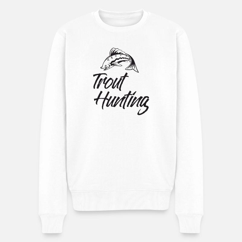 Angler - Angelsport - Forelle - Geschenk - Männer Premium Bio Pullover - Weiß