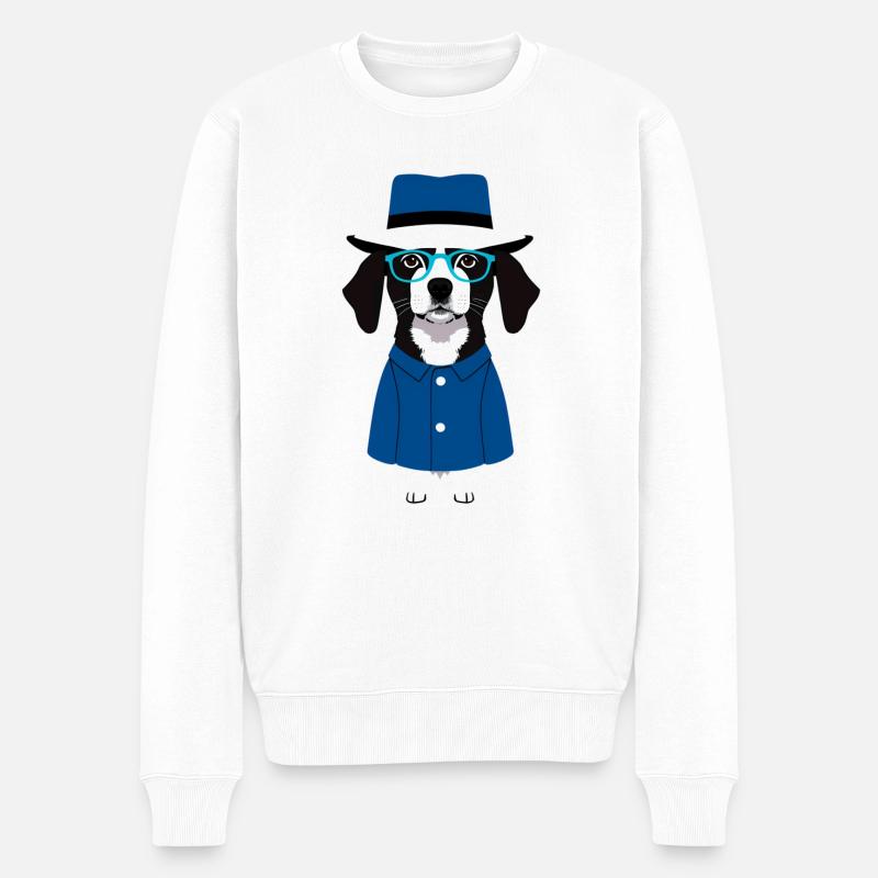Lustiger Hund - Männer Premium Bio Pullover - Weiß