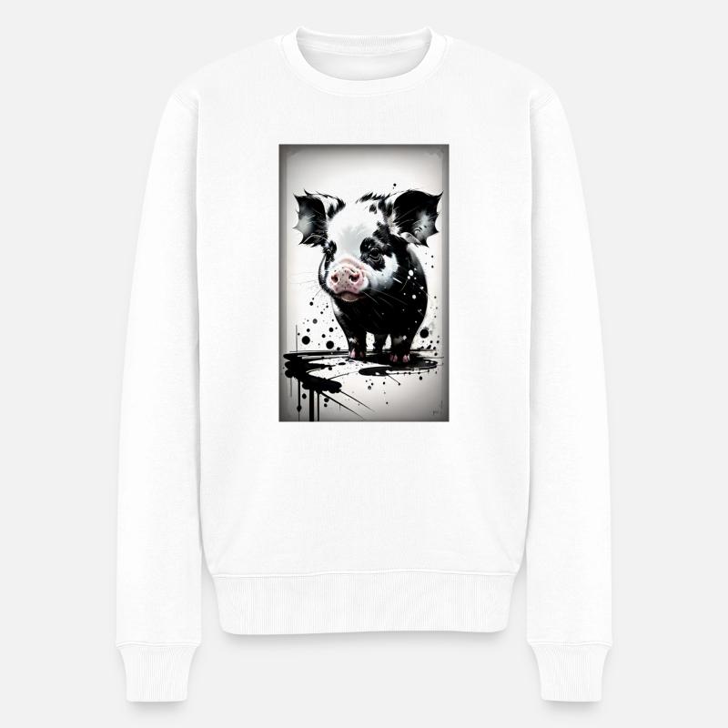Niedliches Schwein - Männer Premium Bio Pullover - Weiß