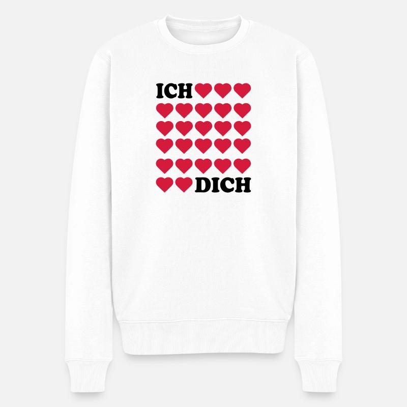 Ich liebe Dich - Männer Premium Bio Pullover - Weiß