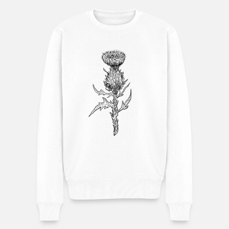 Distel Thistle - Männer Premium Bio Pullover - Weiß