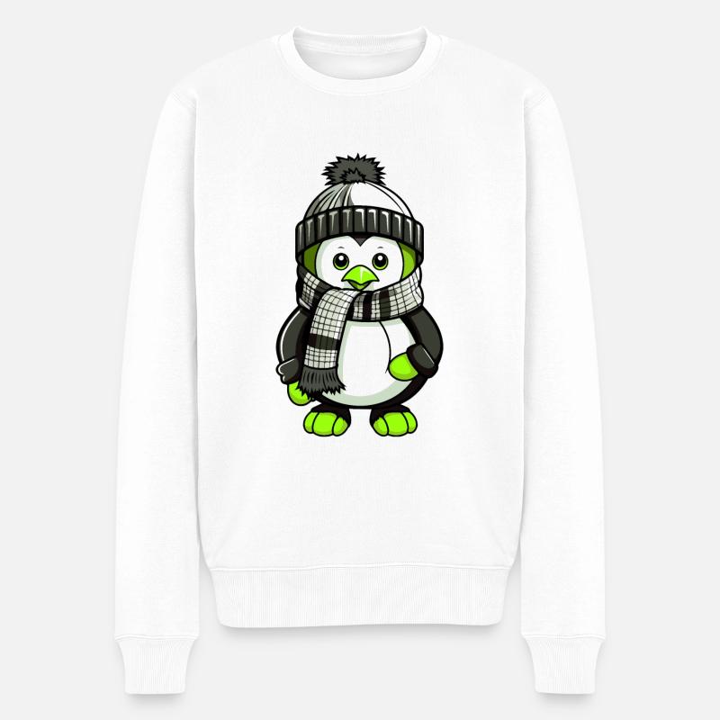 Penguin Winter Comic - Men's Premium Organic Jumper - white