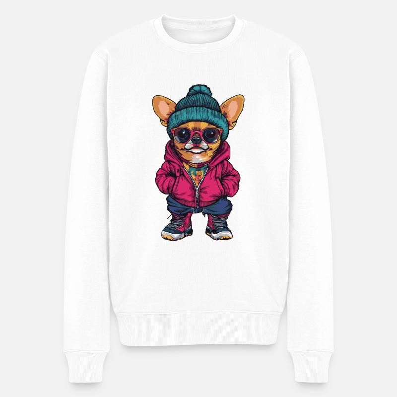 Chihuahua Chien Drôle d’hiver - Pull Premium bio Homme - blanc