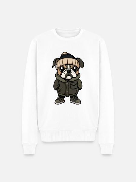 Bulldog Dog Winter - Men's Premium Organic Jumper - white