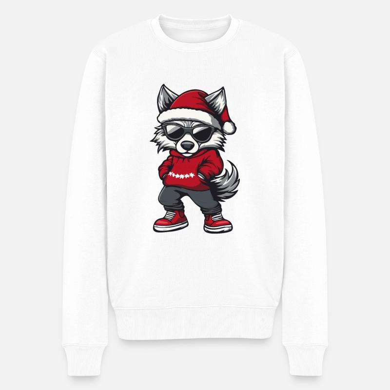 Loup Weihnachten Noël laid - Pull Premium bio Homme - blanc