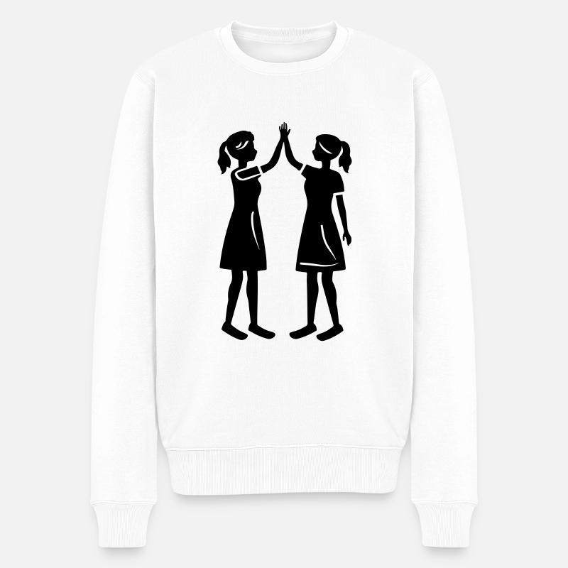 Freundschaft Mädels Beste Freundin - Männer Premium Bio Pullover - Weiß