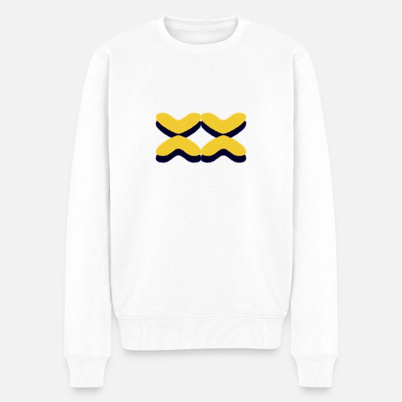 Vier Musterformen in Gelb mit Schwarzem Hintergrun - Männer Premium Bio Pullover - Weiß