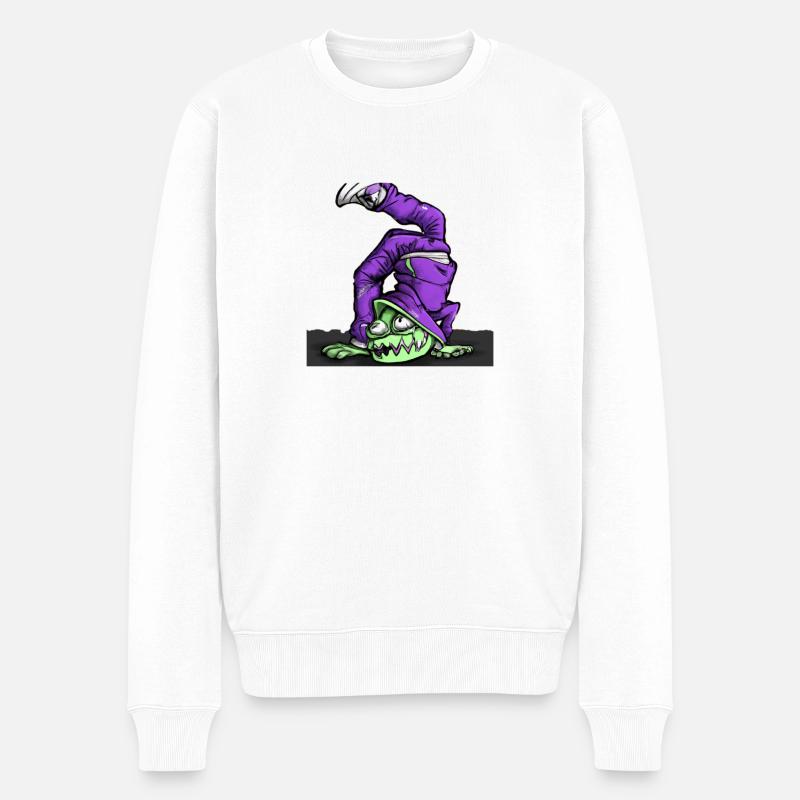 Breakdance Monster - Männer Premium Bio Pullover - Weiß