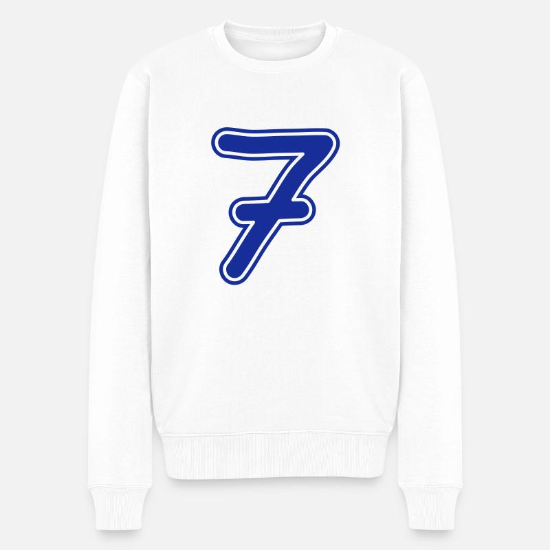 number_seven_1c - Männer Premium Bio Pullover - Weiß