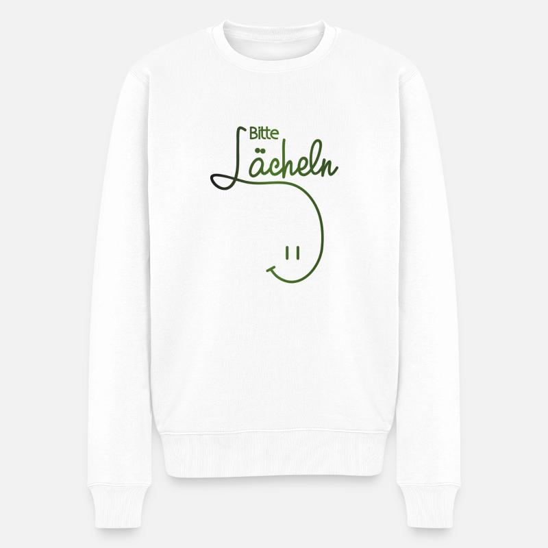 Bitte lächeln, please smile, smiley, - Männer Premium Bio Pullover - Weiß