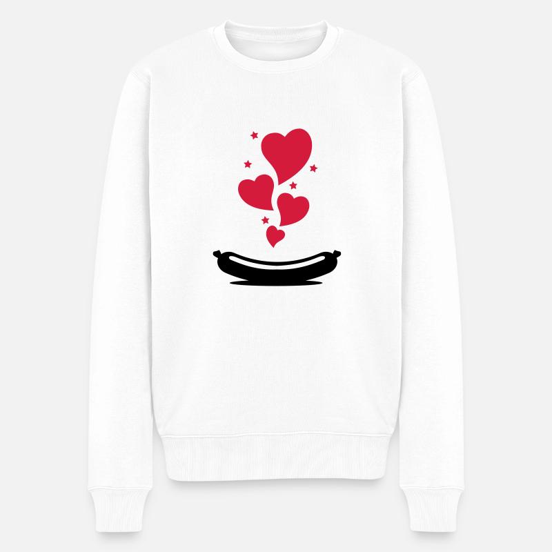 love_wurst_f2 - Männer Premium Bio Pullover - Weiß