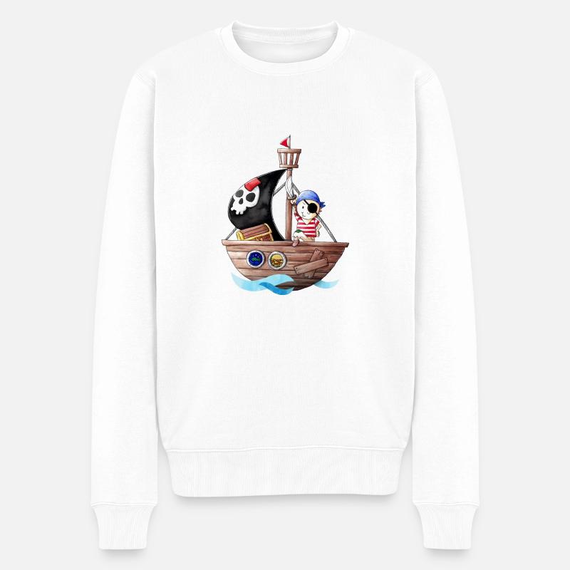 Petit pirate avec son bateau - Pull Premium bio Homme - blanc