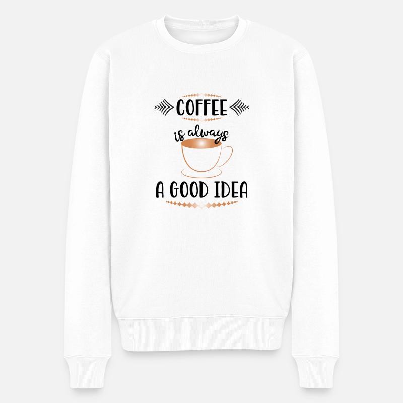 Kaffee - Männer Premium Bio Pullover - Weiß