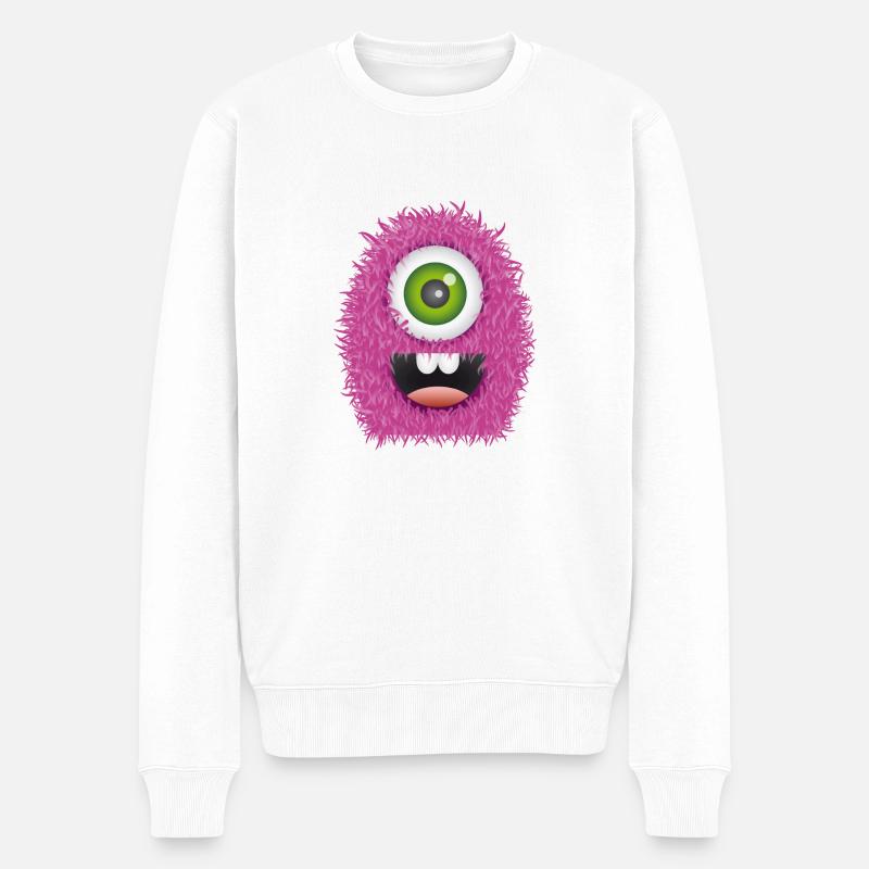wuschelmonster, Cute Monster - Männer Premium Bio Pullover - Weiß