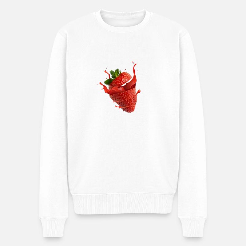 Fraise avec éclaboussure - Pull Premium bio Homme - blanc