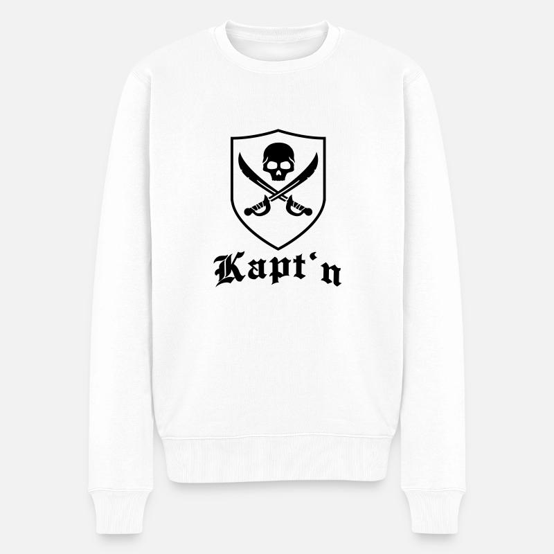 pirat_wappen_kaptin__f1 - Männer Premium Bio Pullover - Weiß