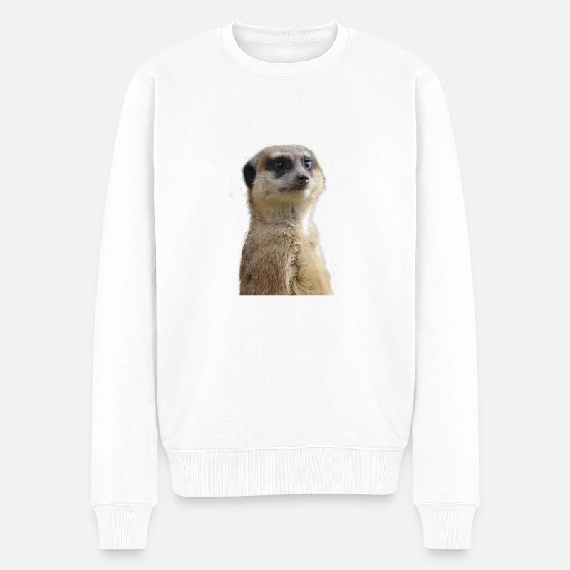 Erdmännchen Foto - Männer Premium Bio Pullover - Weiß