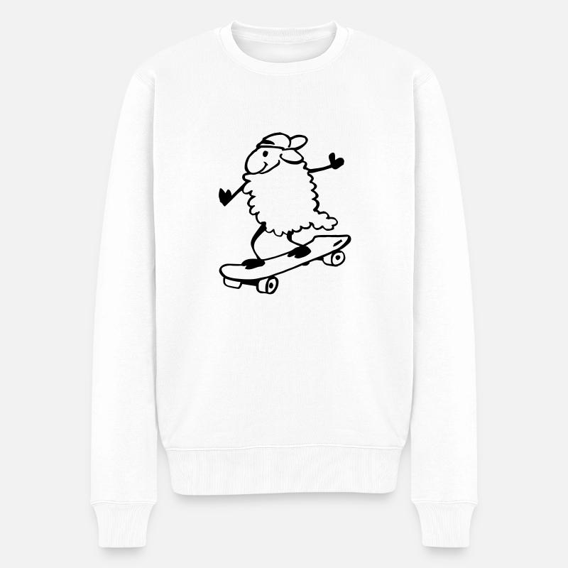 Mouton sur skateboard - Pull Premium bio Homme - blanc