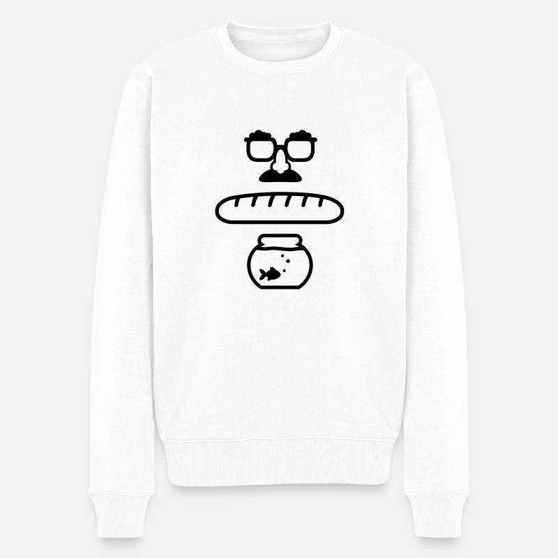 Zak McKracken - Nasenbrille Baguette Goldfischglas - Männer Premium Bio Pullover - Weiß