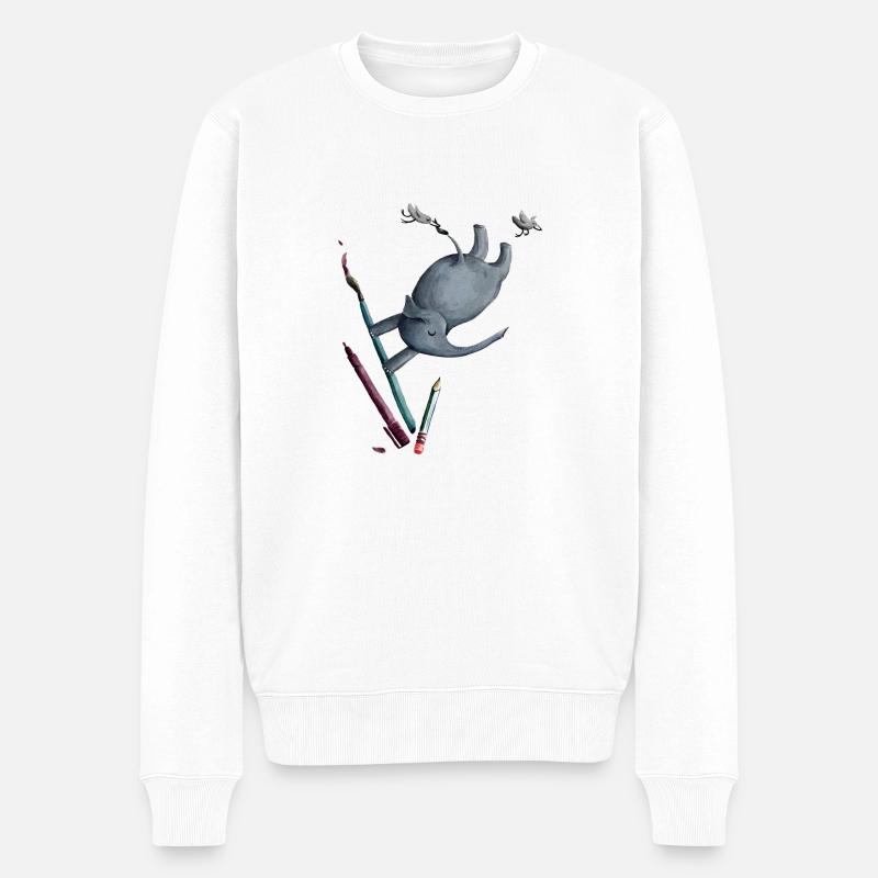 Akrobatik Elefant malen - Männer Premium Bio Pullover - Weiß